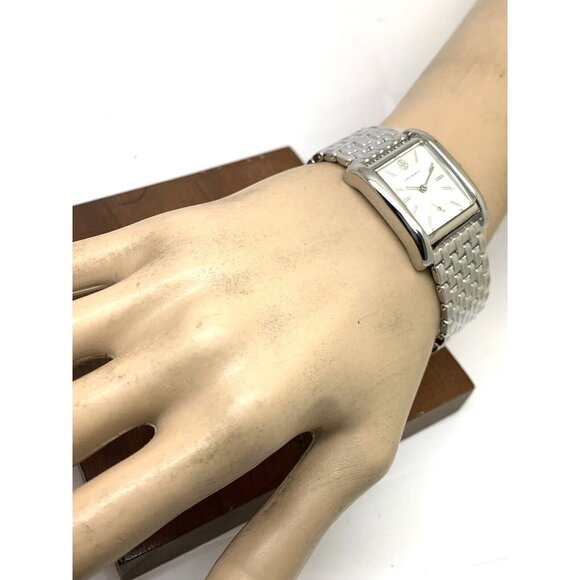 Tory Burch Women's Watch TBW1069 Eleanor Quartz Cream Dial Silver Steel Tank - Picture 5 of 14